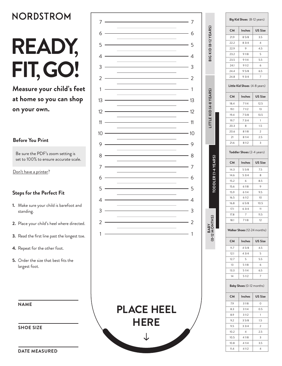 Printable Kids Shoe Size Chart Pdf Printable Kids Shoe Size Chart Pdf