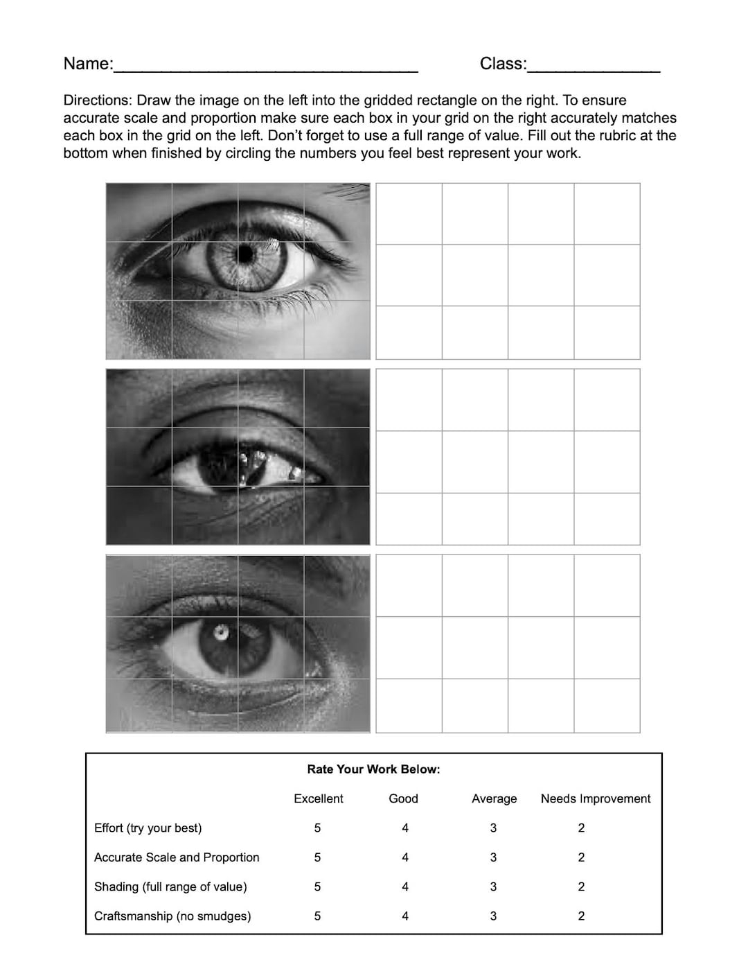 How To Draw Facial Features Using The Grid Method Art Teacher Resource Etsy