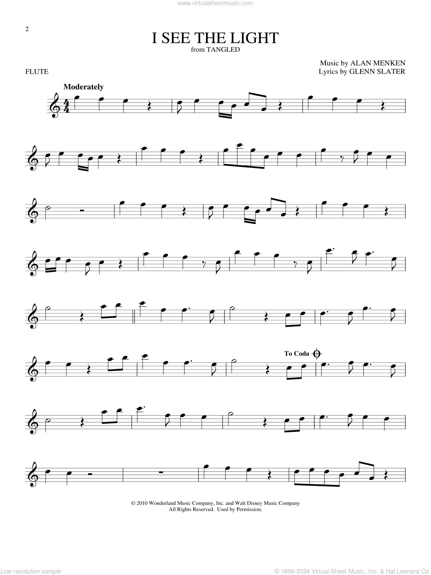 I See The Light from Tangled Sheet Music For Flute Solo PDF