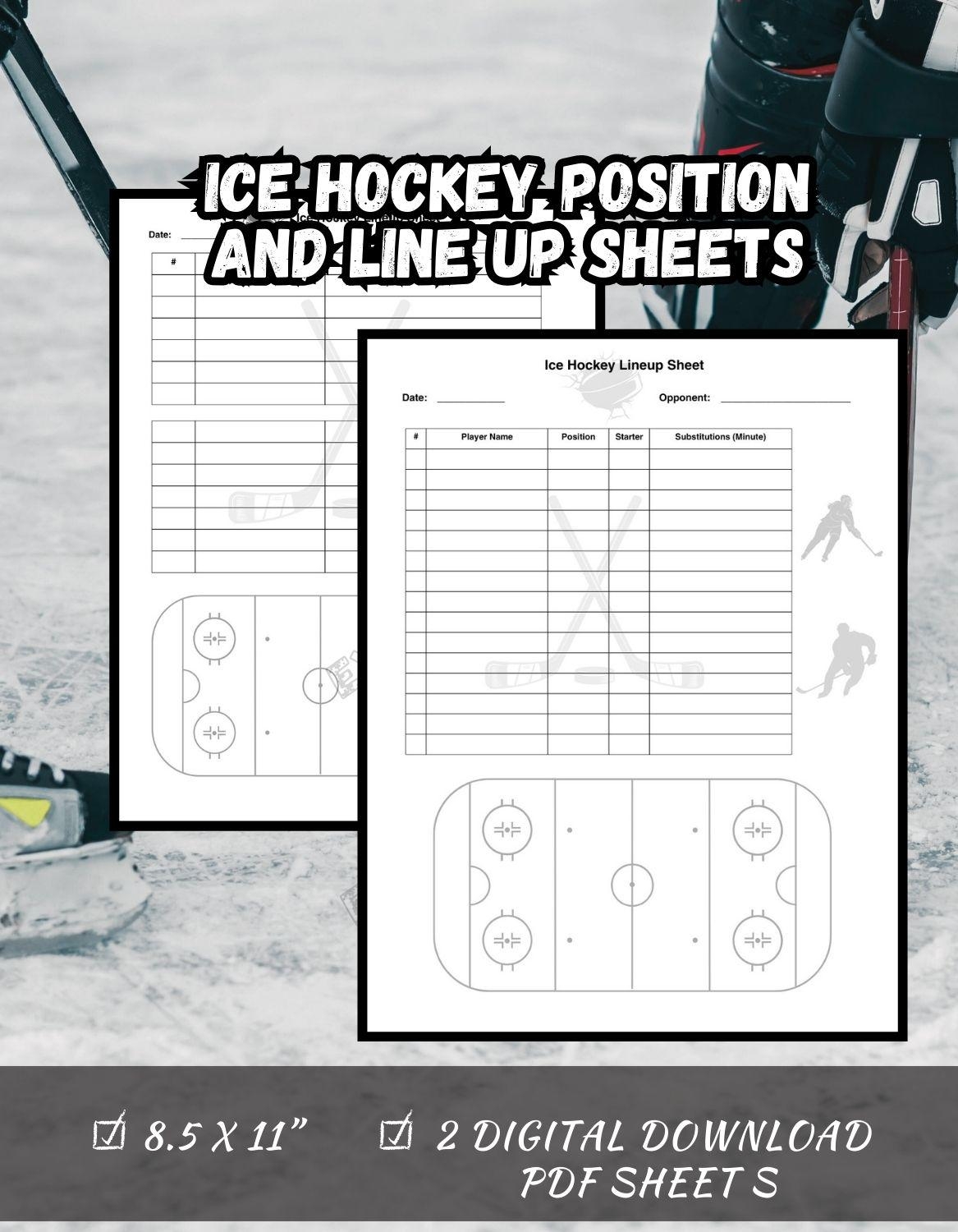 Ice Hockey Position And Line Up Sheets 8 5x11 2 Digital Downloads Ice Hockey Coach Plans Coaching Line Up Sheets Etsy Canada