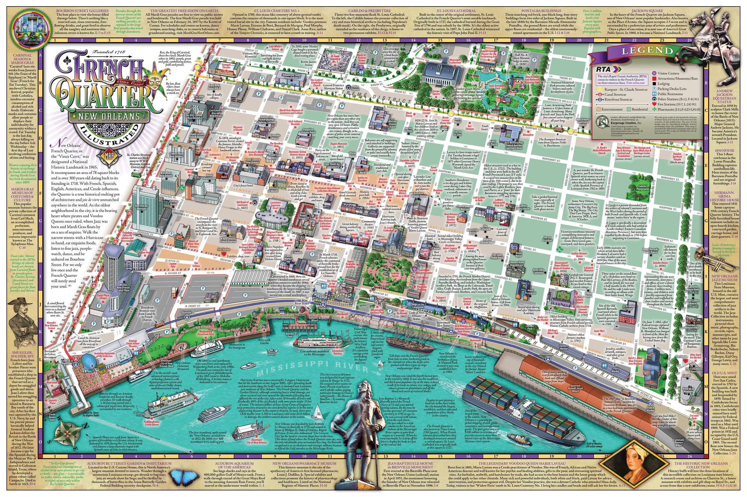 Illustrated French Quarter Map NOLA Karpovage Creative