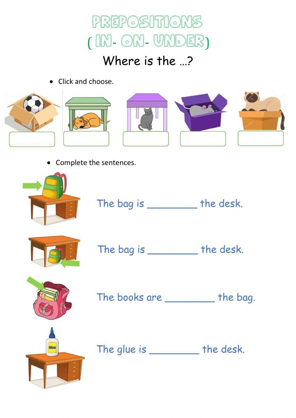 In on under Worksheet Worksheets Library In on under Worksheet Worksheets Library