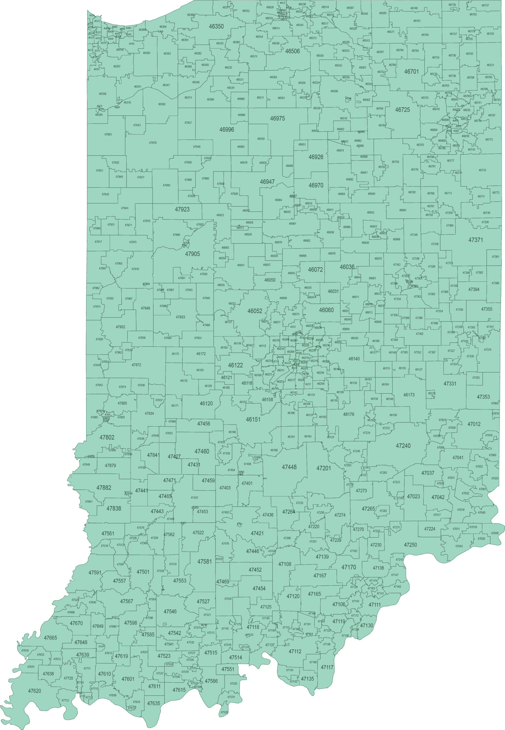 Indiana ZIP Code Map Basic Your vector maps