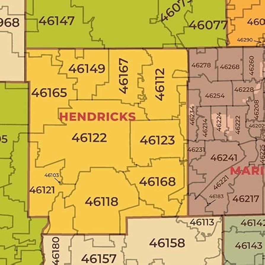 Indiana ZIP Code Map With Counties Standard 36 X 50 75 Paper Amazon co uk Stationery Office Supplies