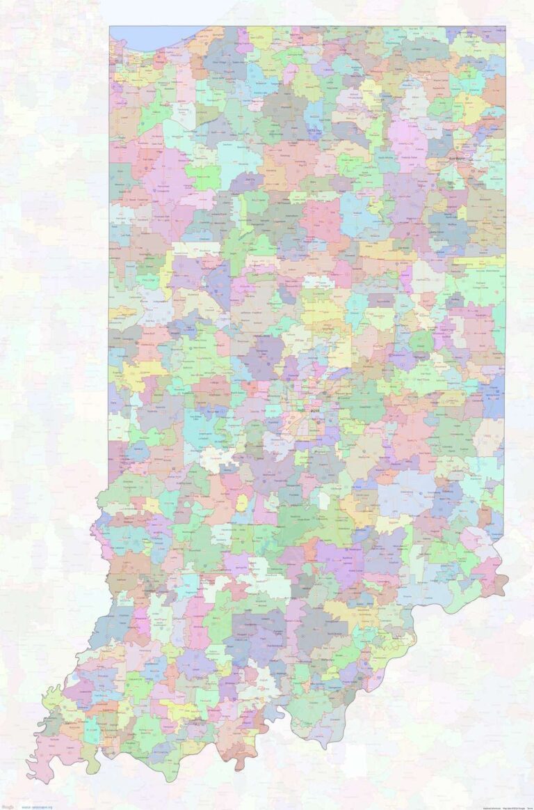 Indiana ZIP Codes Shown On Google Maps