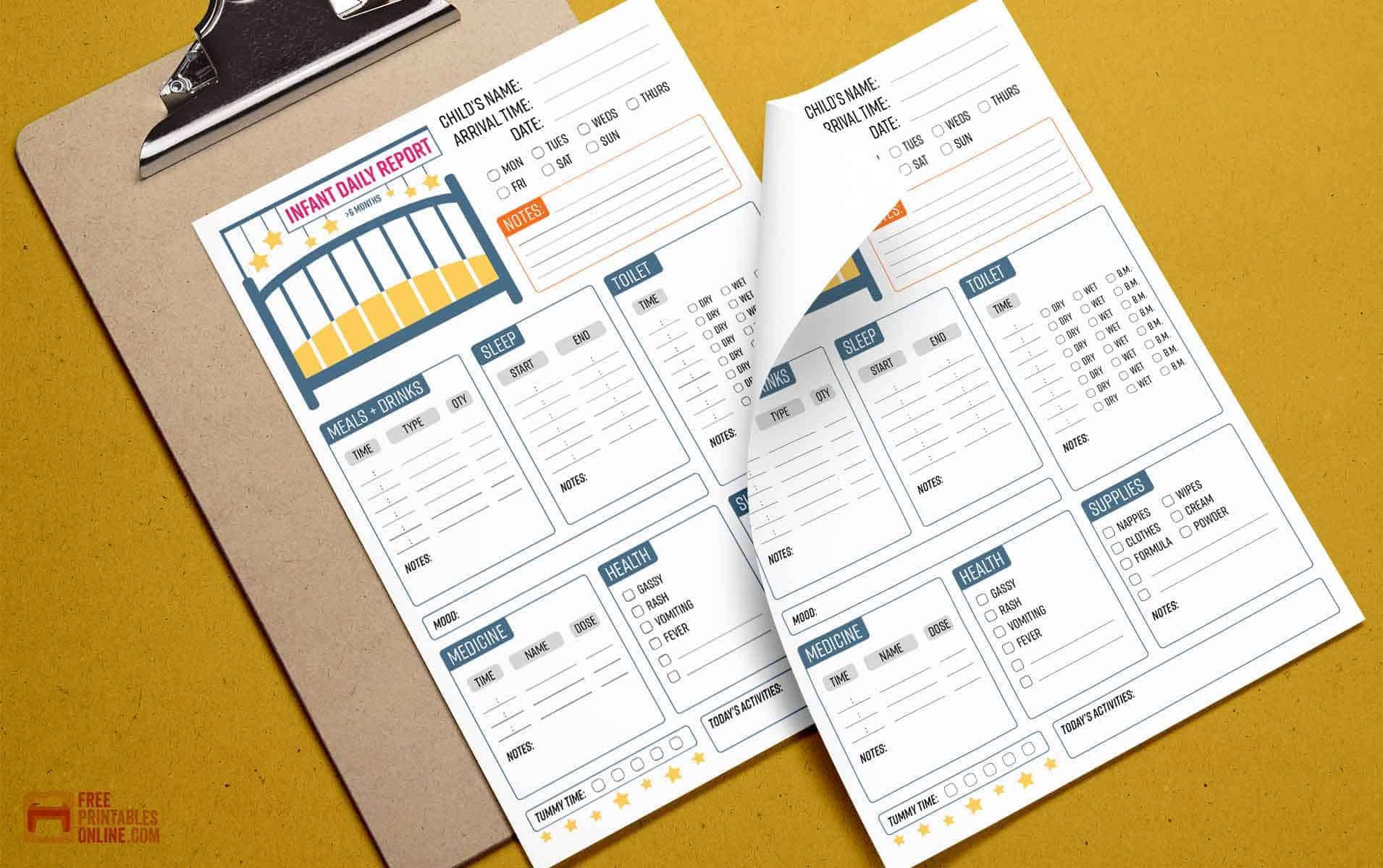 Infant Daily Report Free Printable Free Printables Online Infant Daily Report Free Printable Free Printables Online