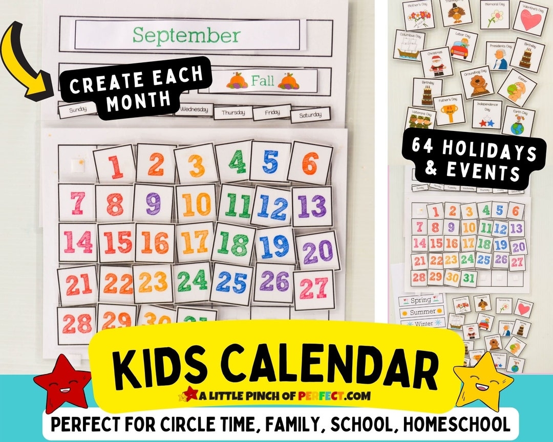 Interactive KIDS Printable Calendar For Home Or Classroom Use For Years Etsy Interactive KIDS Printable Calendar For Home Or Classroom Use For Years Etsy