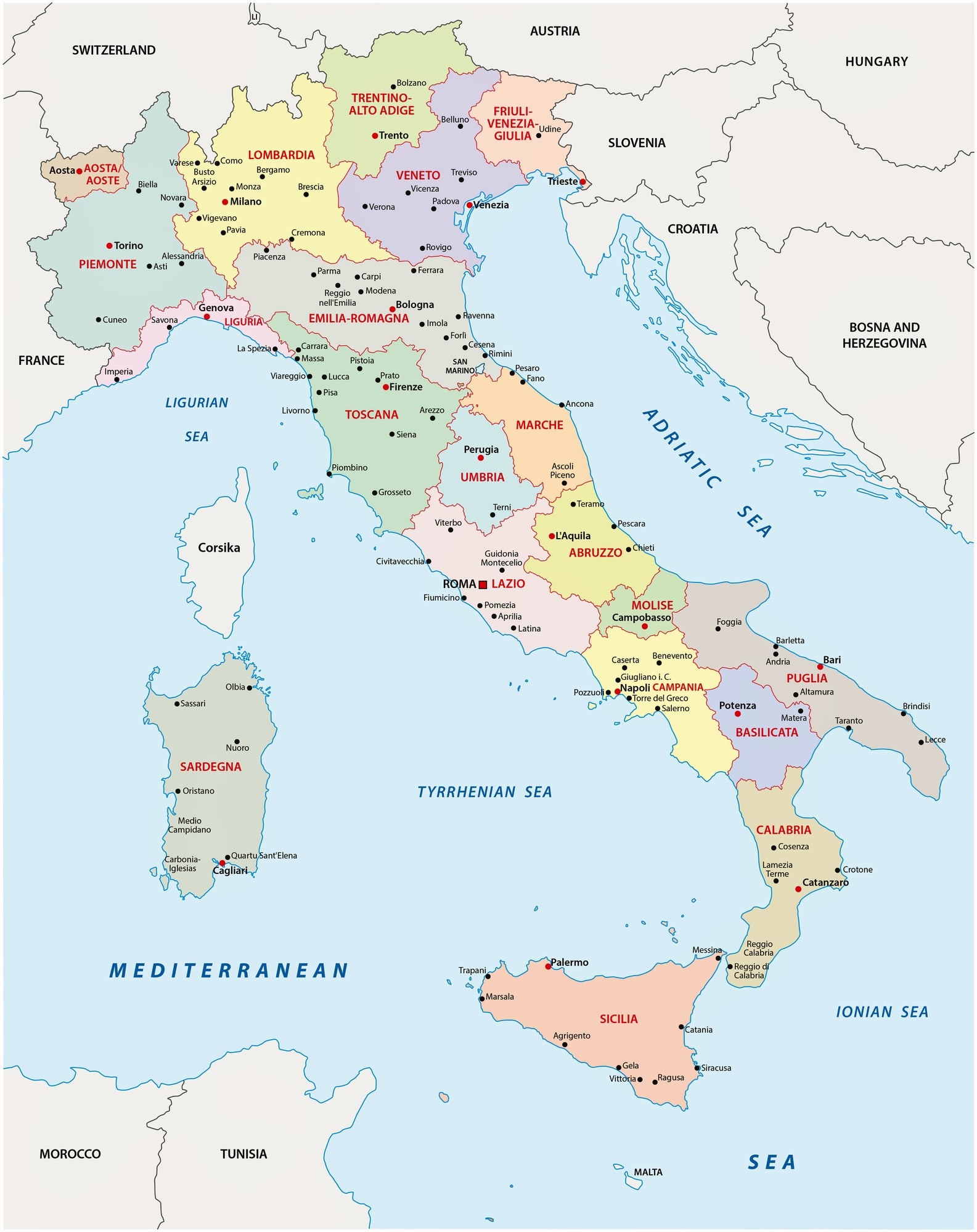 Printable Detailed Map Of Italy Printable Detailed Map Of Italy