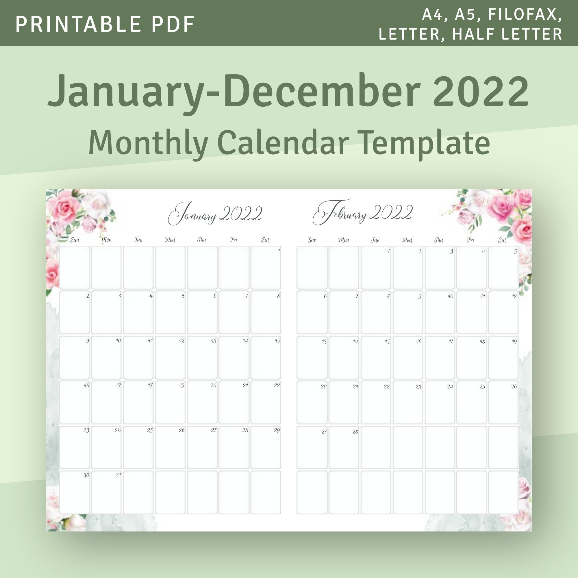 January December 2024 2025 Two Months On Page Calendar Printable Monthly Calendar Template Etsy January December 2024 2025 Two Months On Page Calendar Printable Monthly Calendar Template Etsy