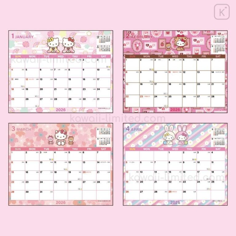 Japan Sanrio Original Sheet Calendar Hello Kitty 2026 Kawaii Limited