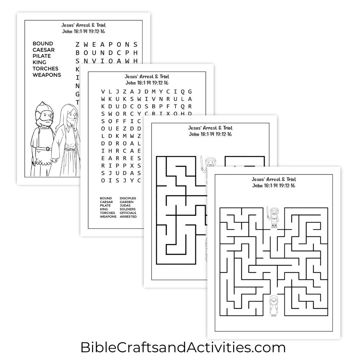 Jesus Arrest And Trial Activity Pages Bible Crafts Shop