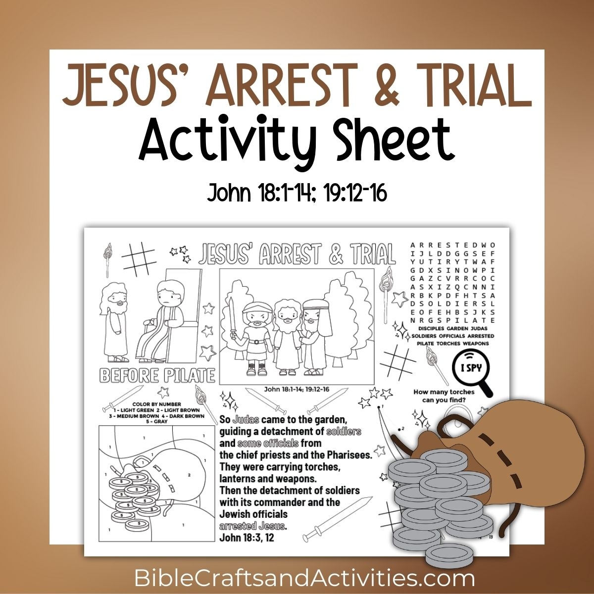 Jesus Arrest And Trial Activity Sheet Bible Crafts Shop