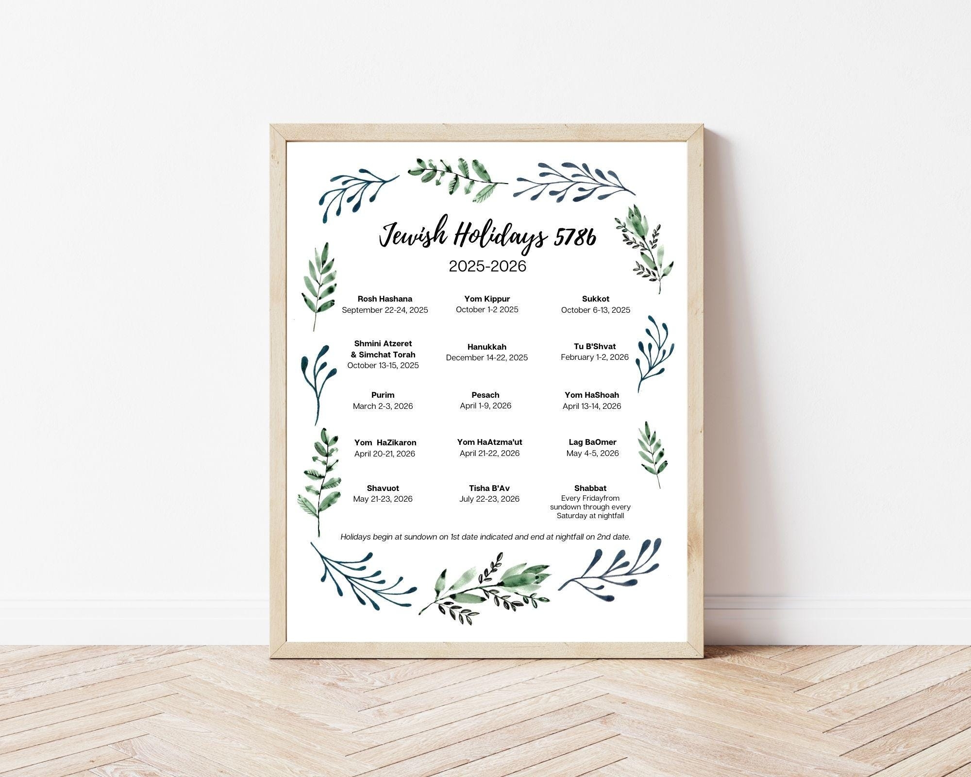 Jewish Calendar 5784 Printable Etsy