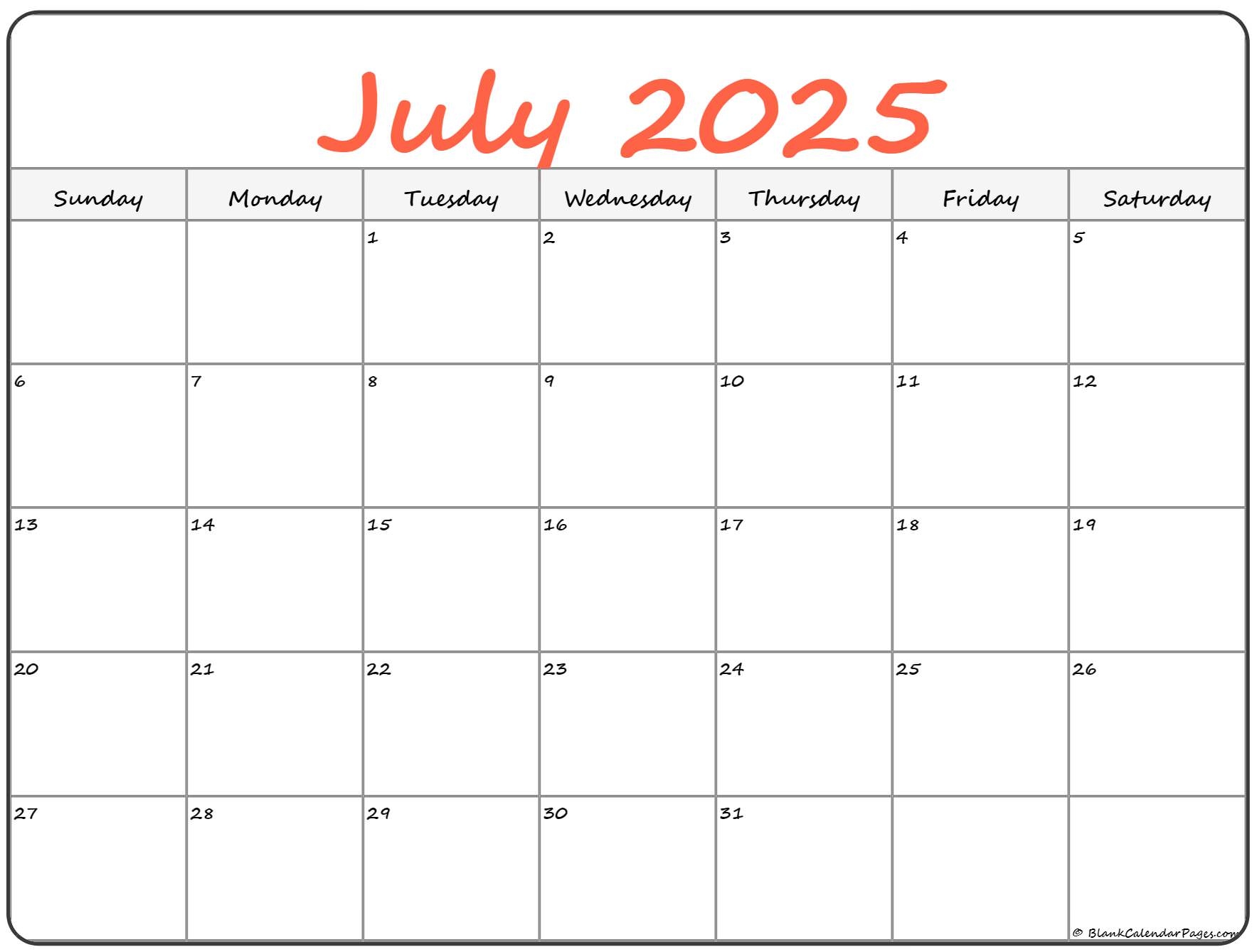 July 2023 Calendar Free Printable Calendars