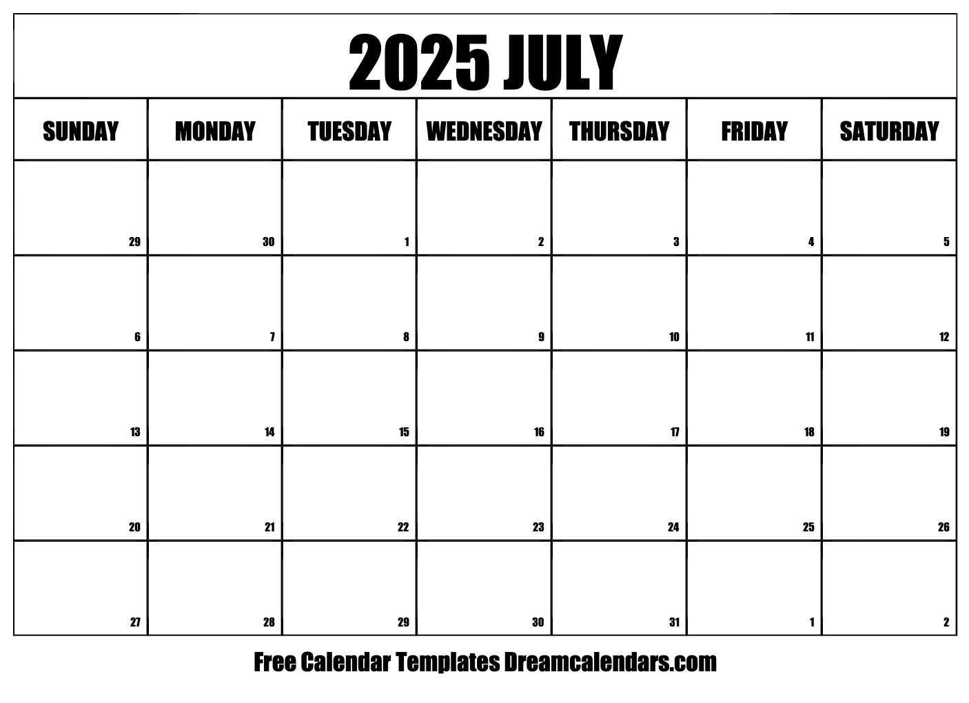 July 2025 Calendar Free Printable With Holidays And Observances