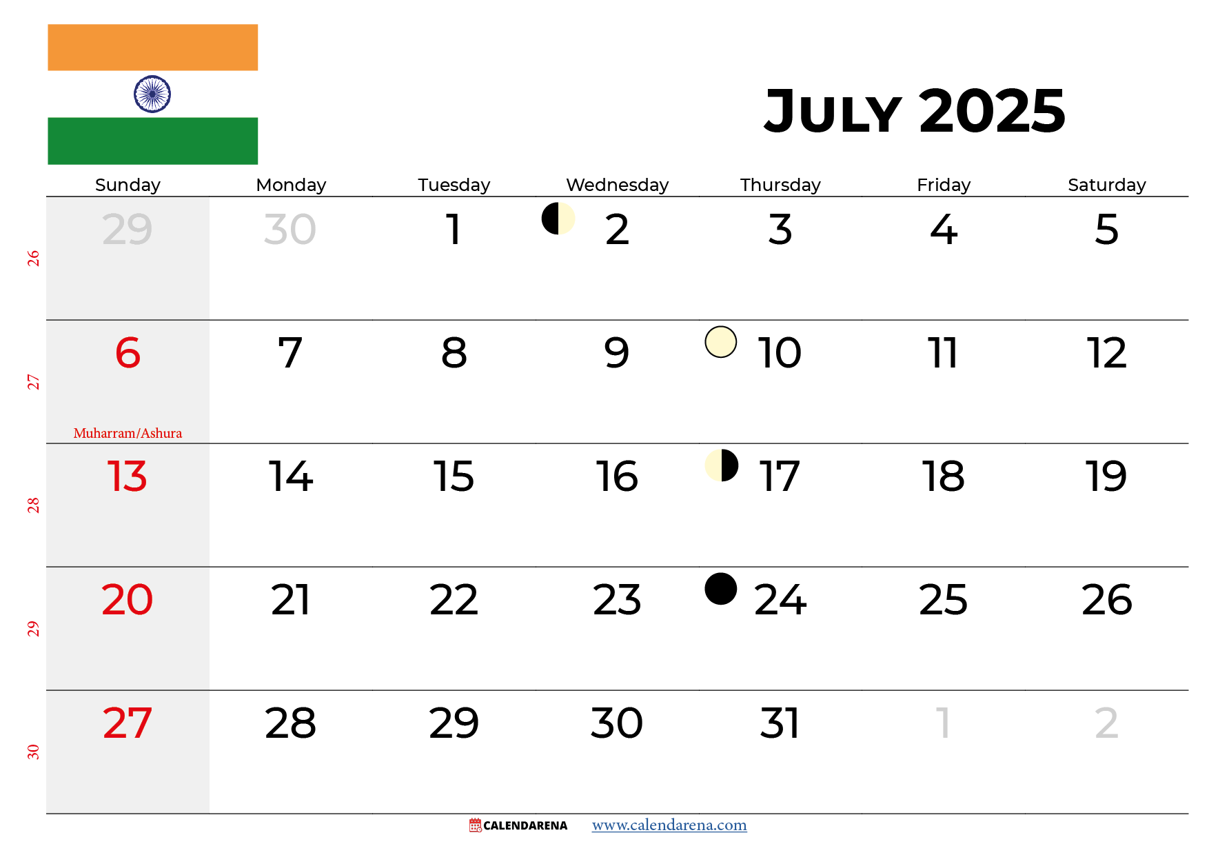 July Month 2025 Calendar