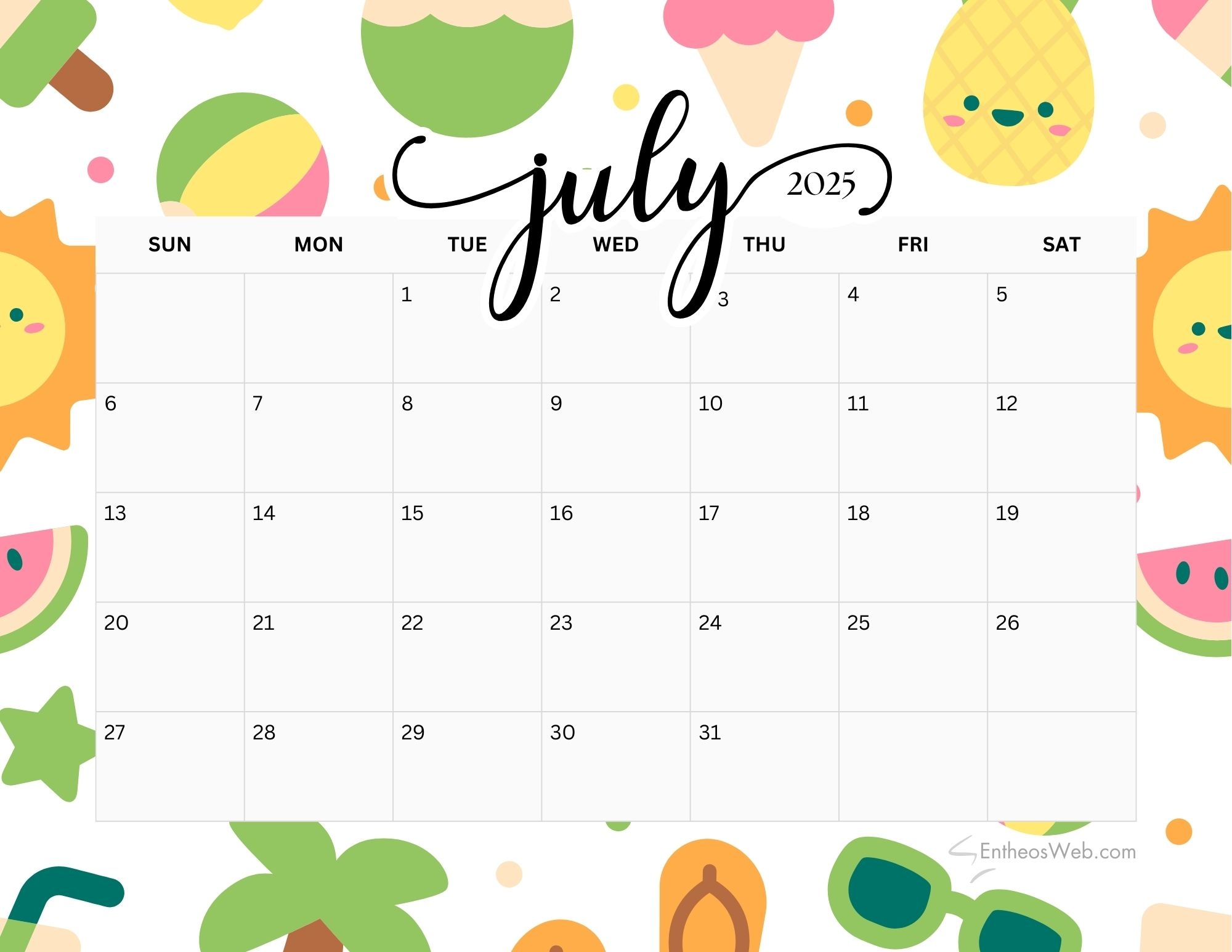July 2025 Calendar Printables EntheosWeb