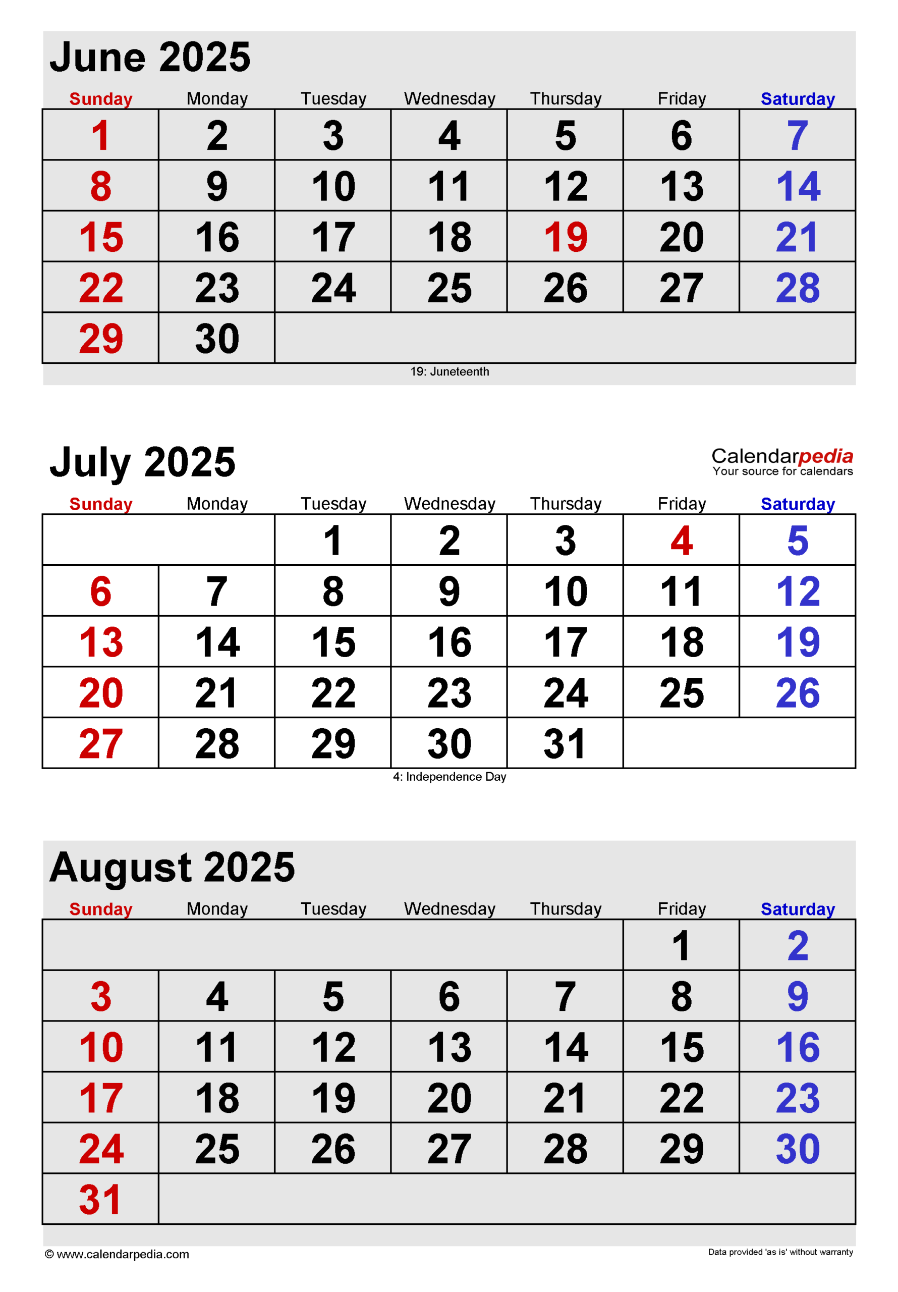 July 2025 Calendar Templates For PDF Excel And Word