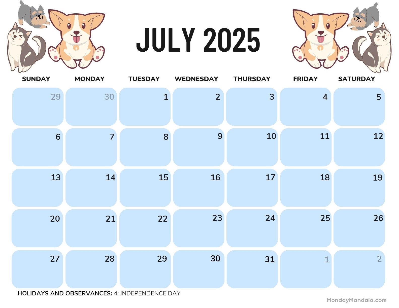 July 2025 Printable Calendar 52 Free PDF Printables 