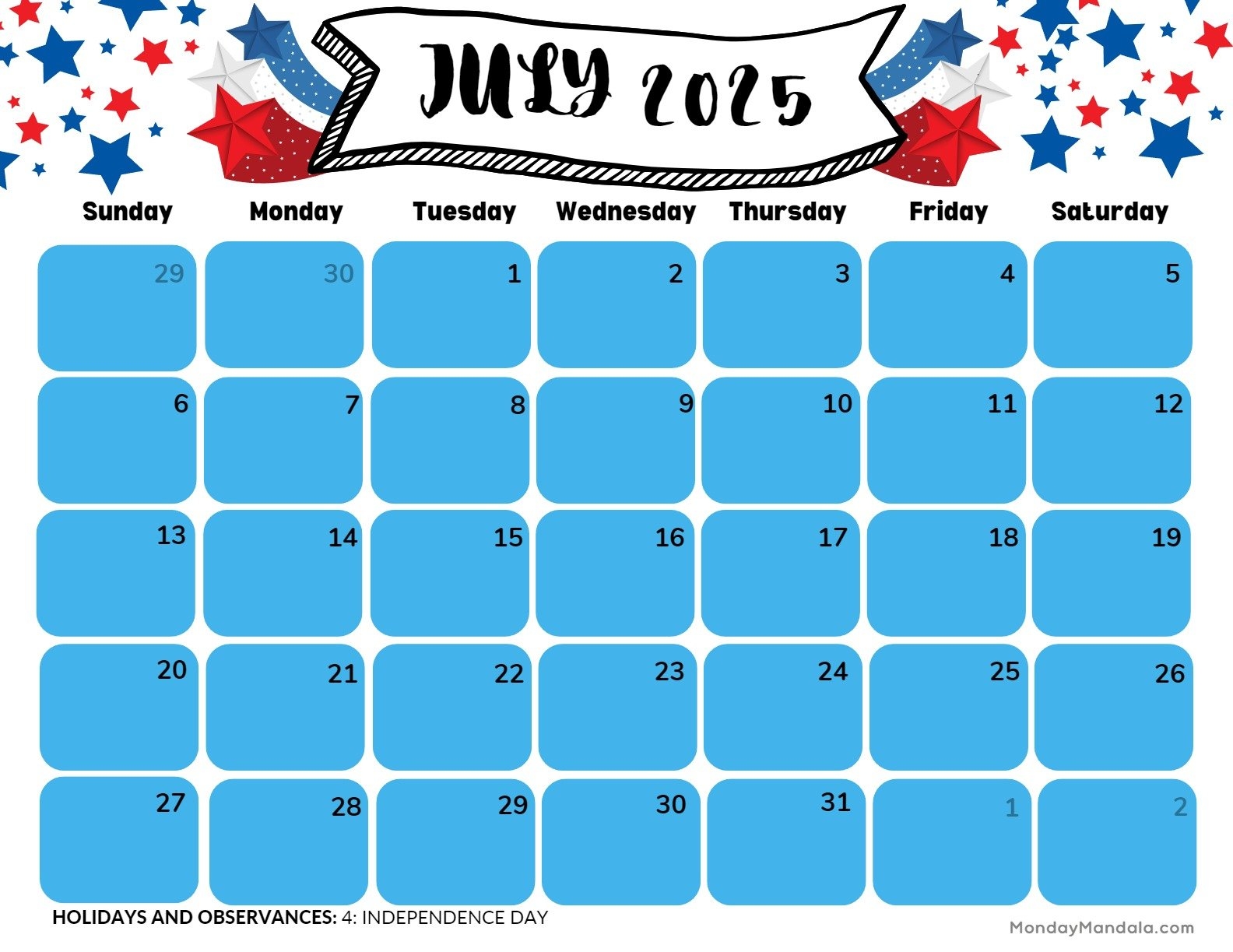 July 2025 Printable Calendar 52 Free PDF Printables 