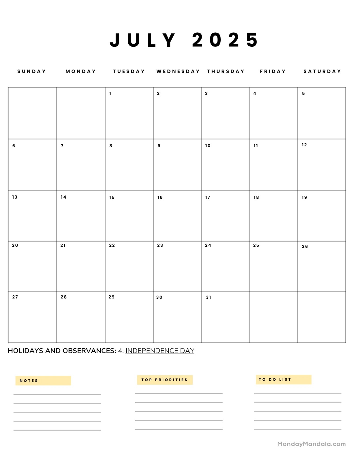 July 2025 Printable Calendar 52 Free PDF Printables 