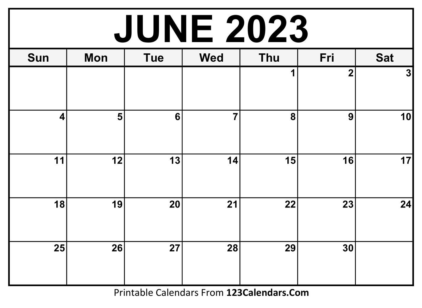 June 2023 Calendar Monthly Printable Calendars