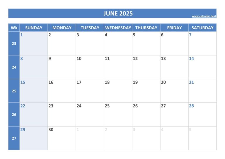 June 2025 Calendar Calendar best