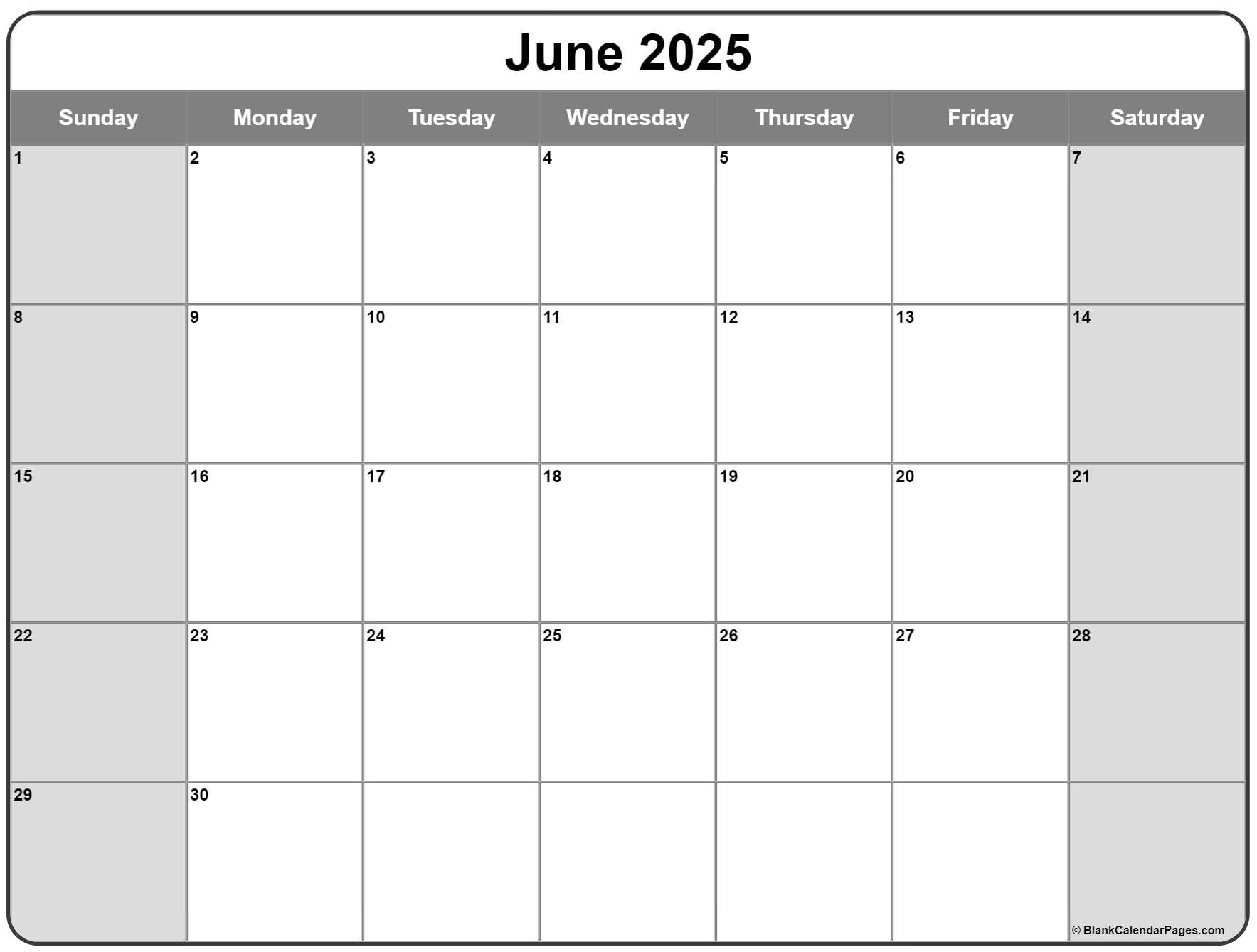 Weekly Calendar For June 2025