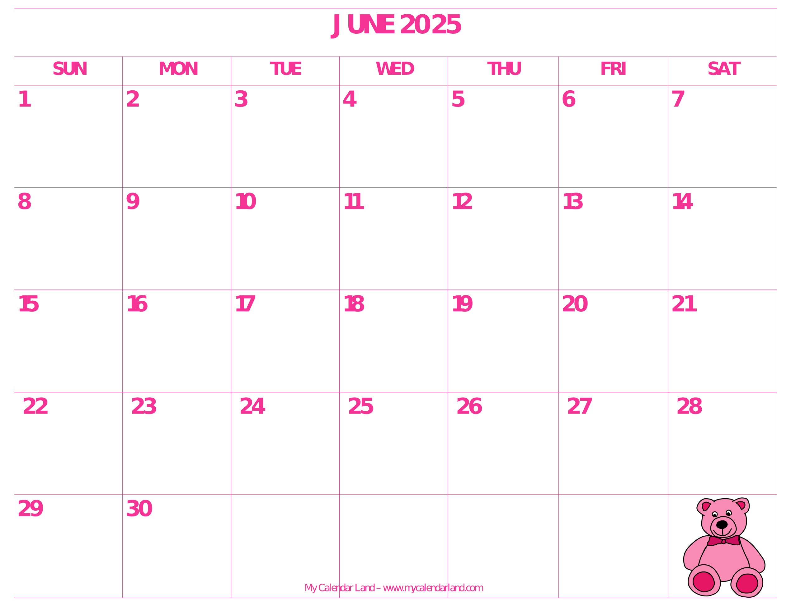 Show A Calendar Of June 2025