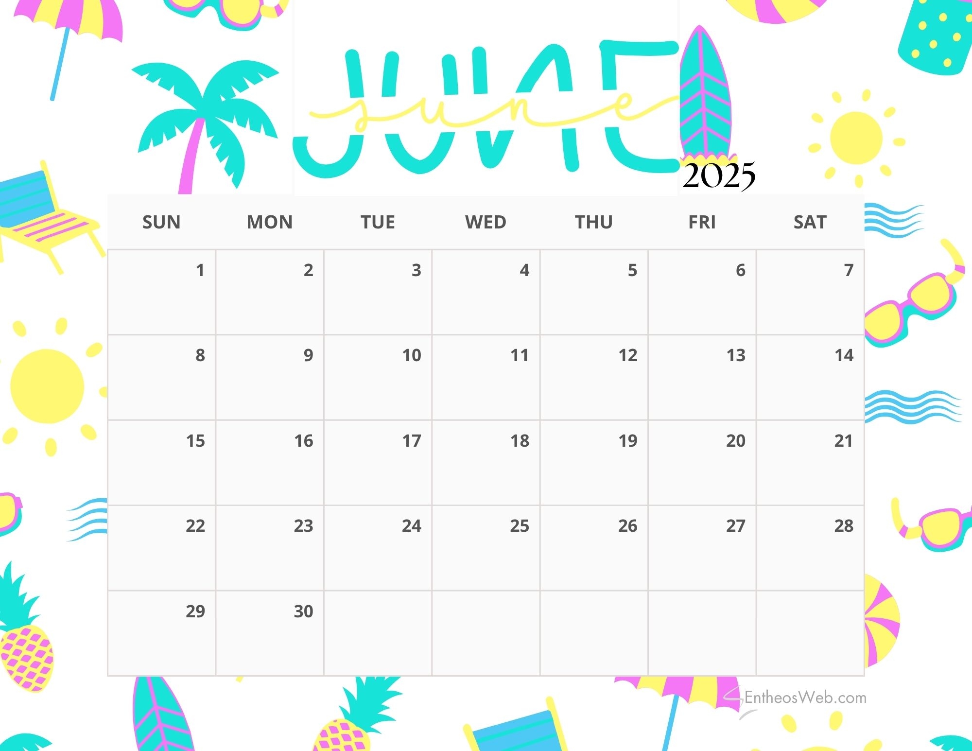 June 2025 Calendar Printables EntheosWeb
