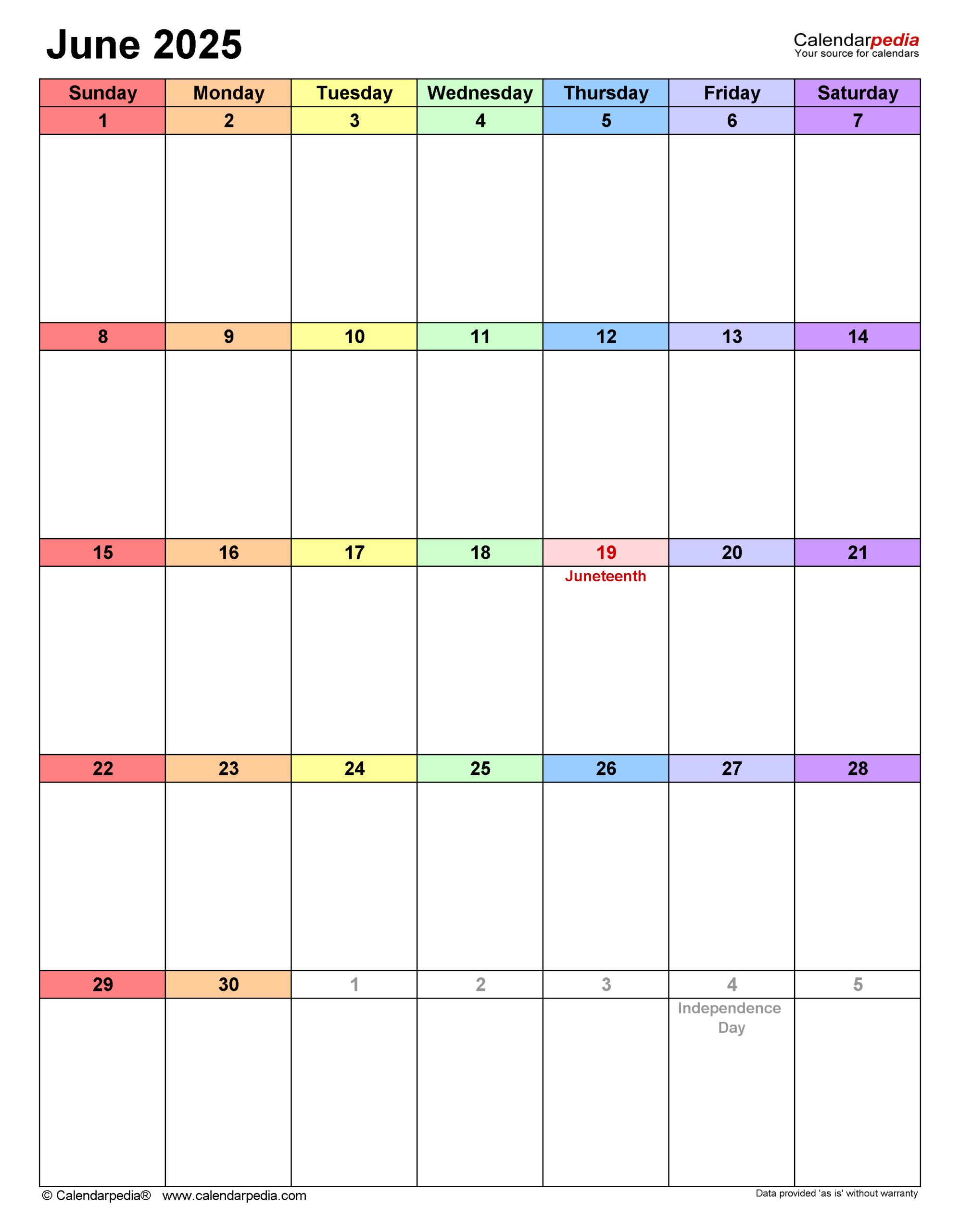 June 2025 Calendar Templates For PDF Excel And Word June 2025 Calendar Templates For PDF Excel And Word