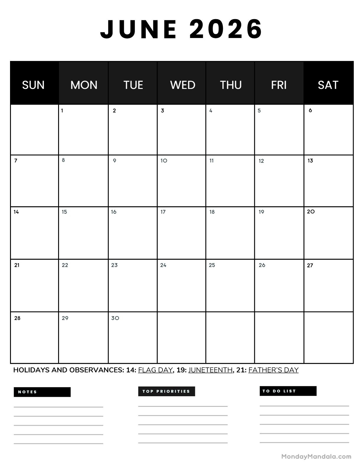 June 2026 Calendars 52 Free PDF Printables 