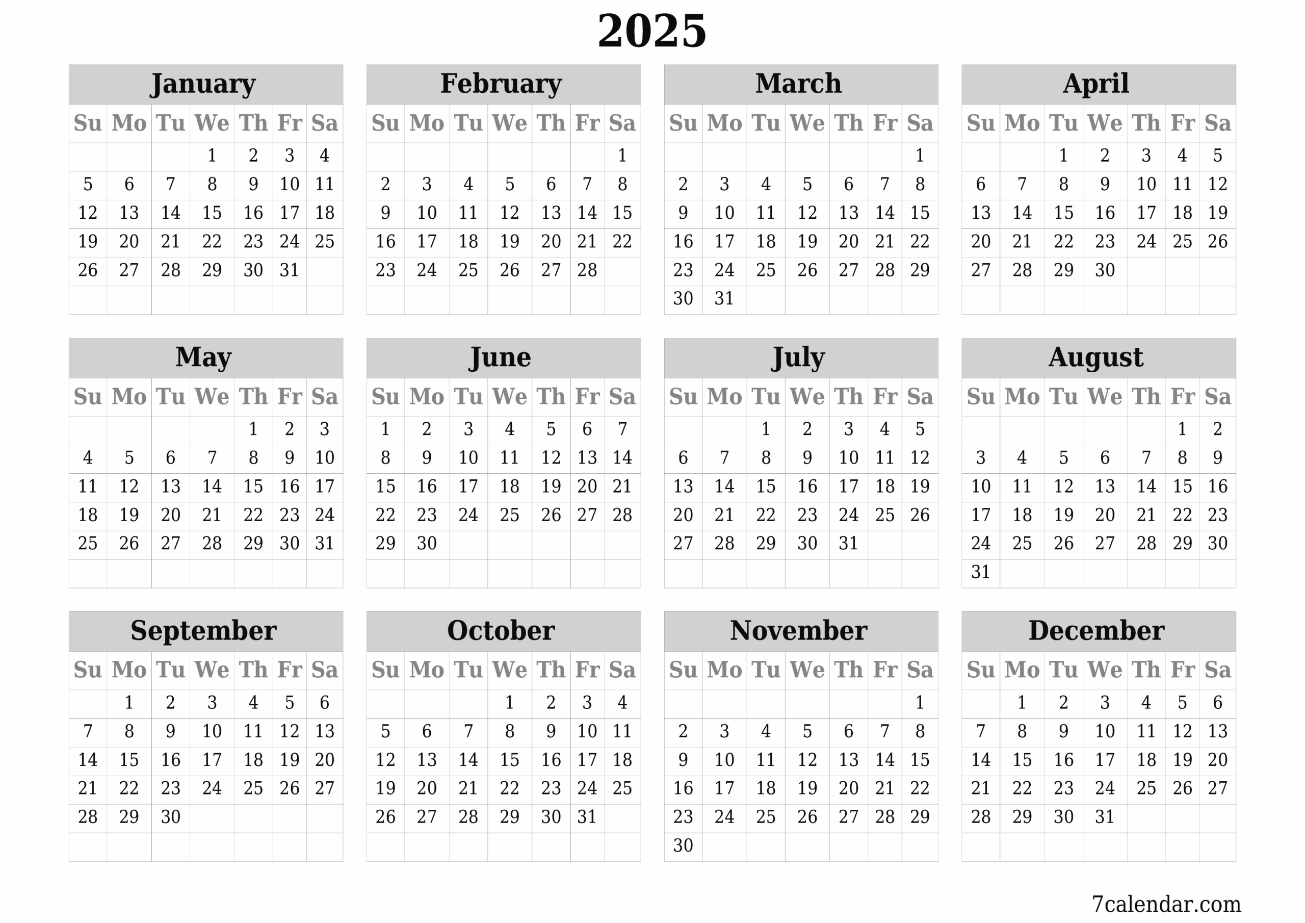 June Calendar 2025 Printable Template 7calendar