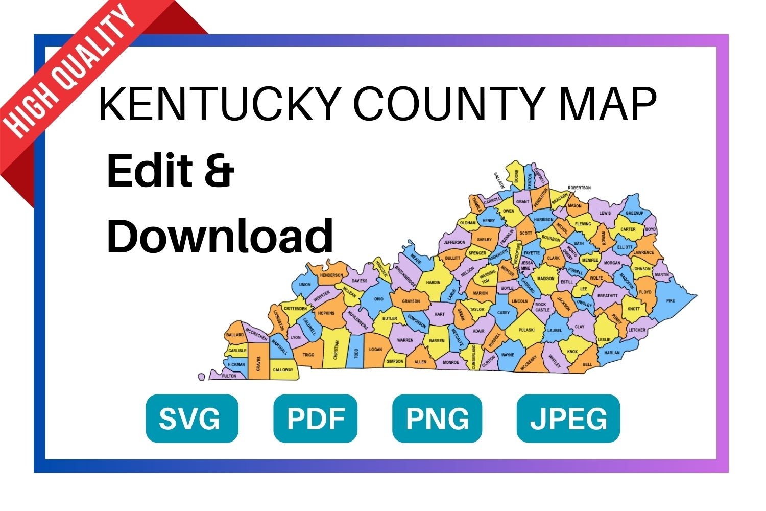 Kentucky County Map Editable U0026 Printable State County Maps