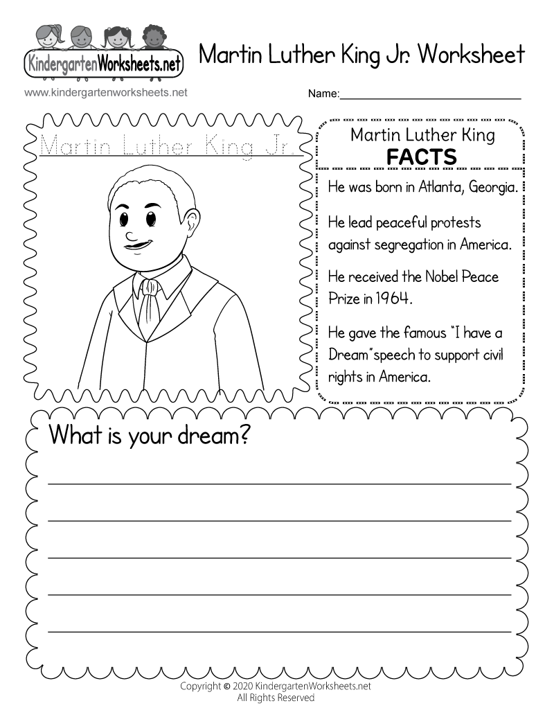 Printable I Have A Dream Worksheet