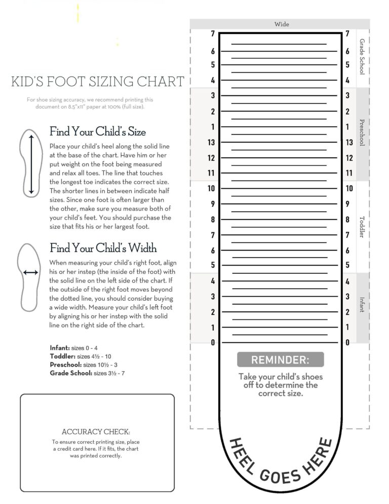 Kids Foot Sizer Charts Simple Foot Sizer Charts Child Shoe Sizer Charts Toddler Shoe Sizer Foot Shoe Size Determiner instant Download Etsy