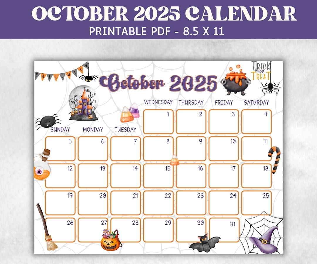 Kids October 2025 Calendar Printable 2025 Calendar Homeschool Preschool Calendar Board Children s Monthly Planner Halloween Calendar Etsy