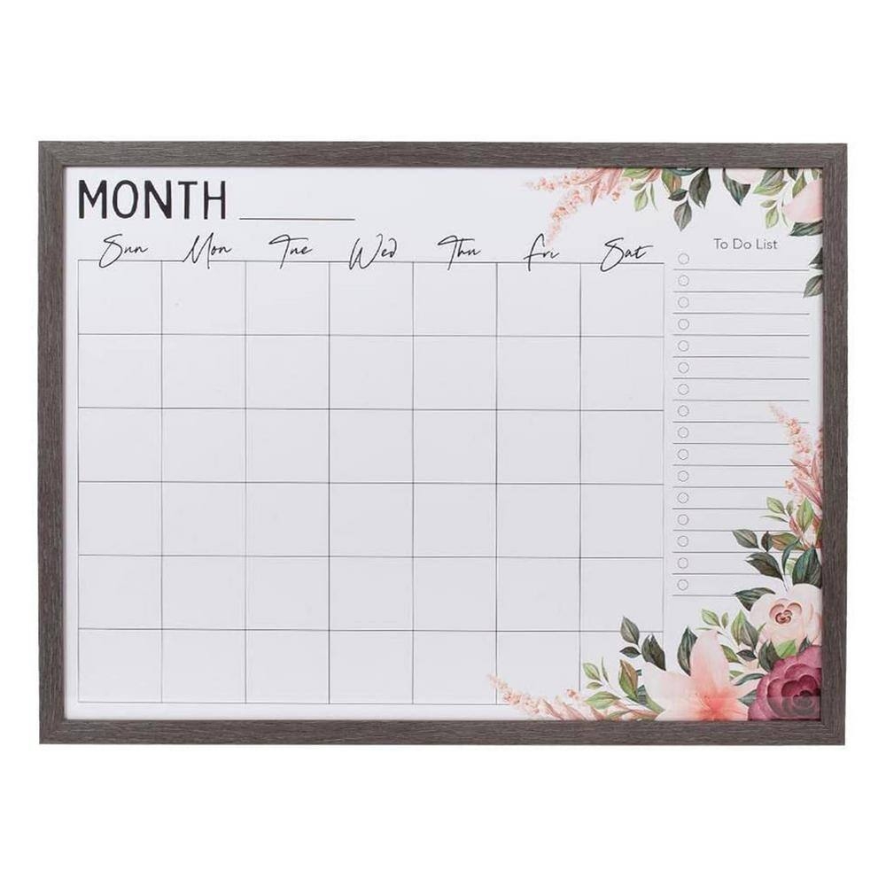 Kiera Grace Dry Erase Monthly Whiteboard Calendar With Gray Wood Effect Frame 18 In X 24 In PN44364 9DF The Home Depot