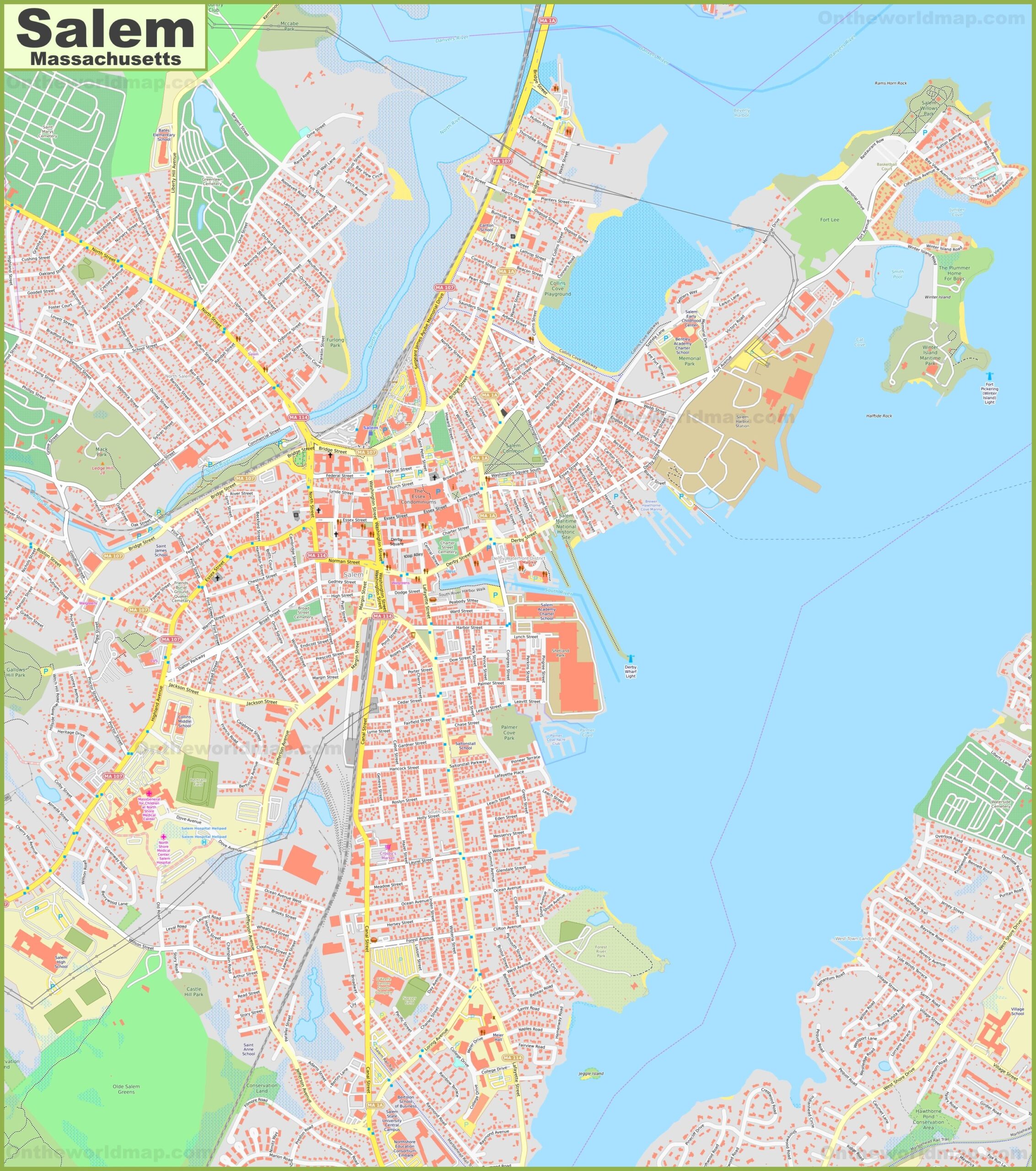 Large Detailed Map Of Salem Massachusetts Ontheworldmap