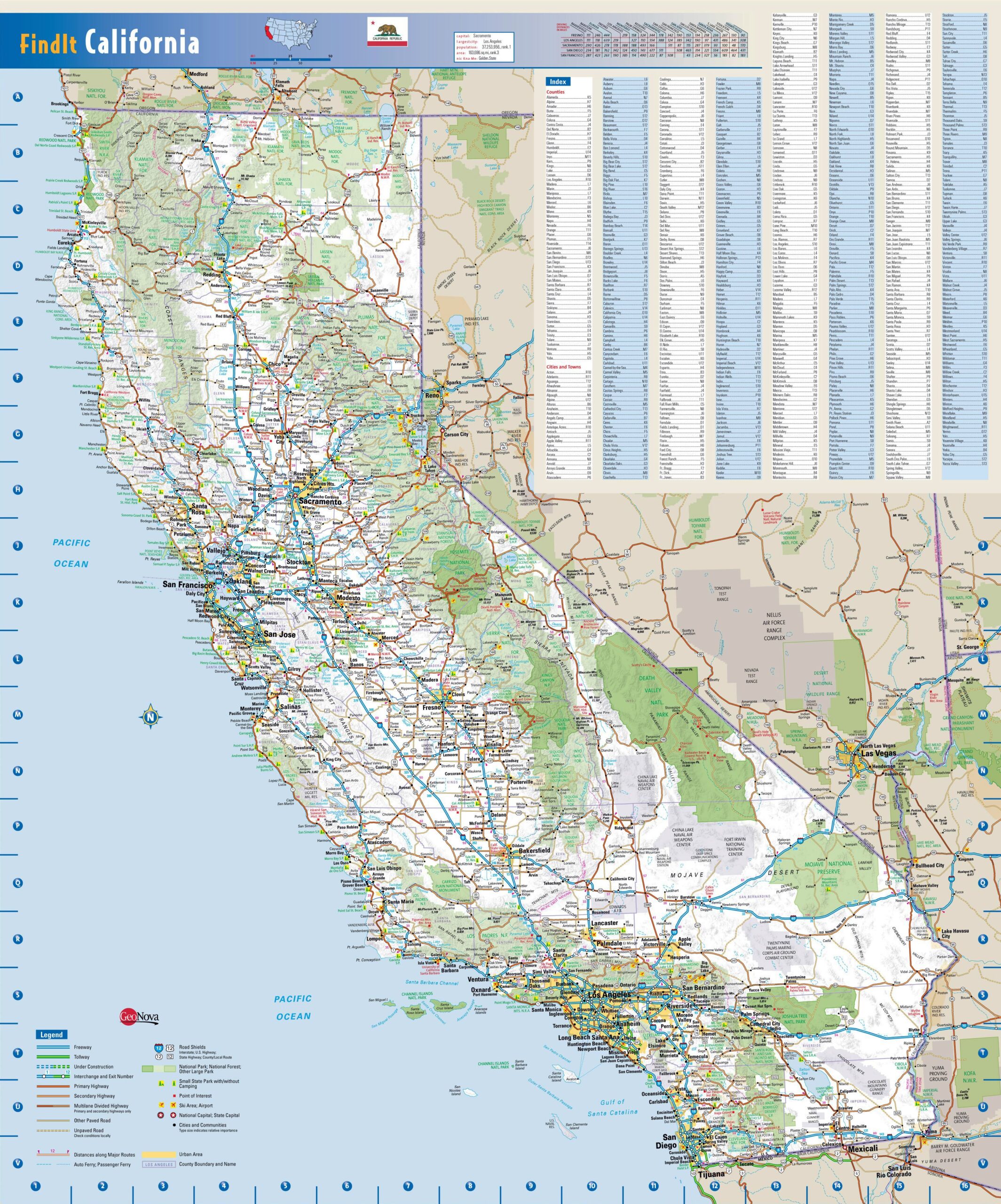 Large Detailed Road Map Of California State California State Worksheets Library