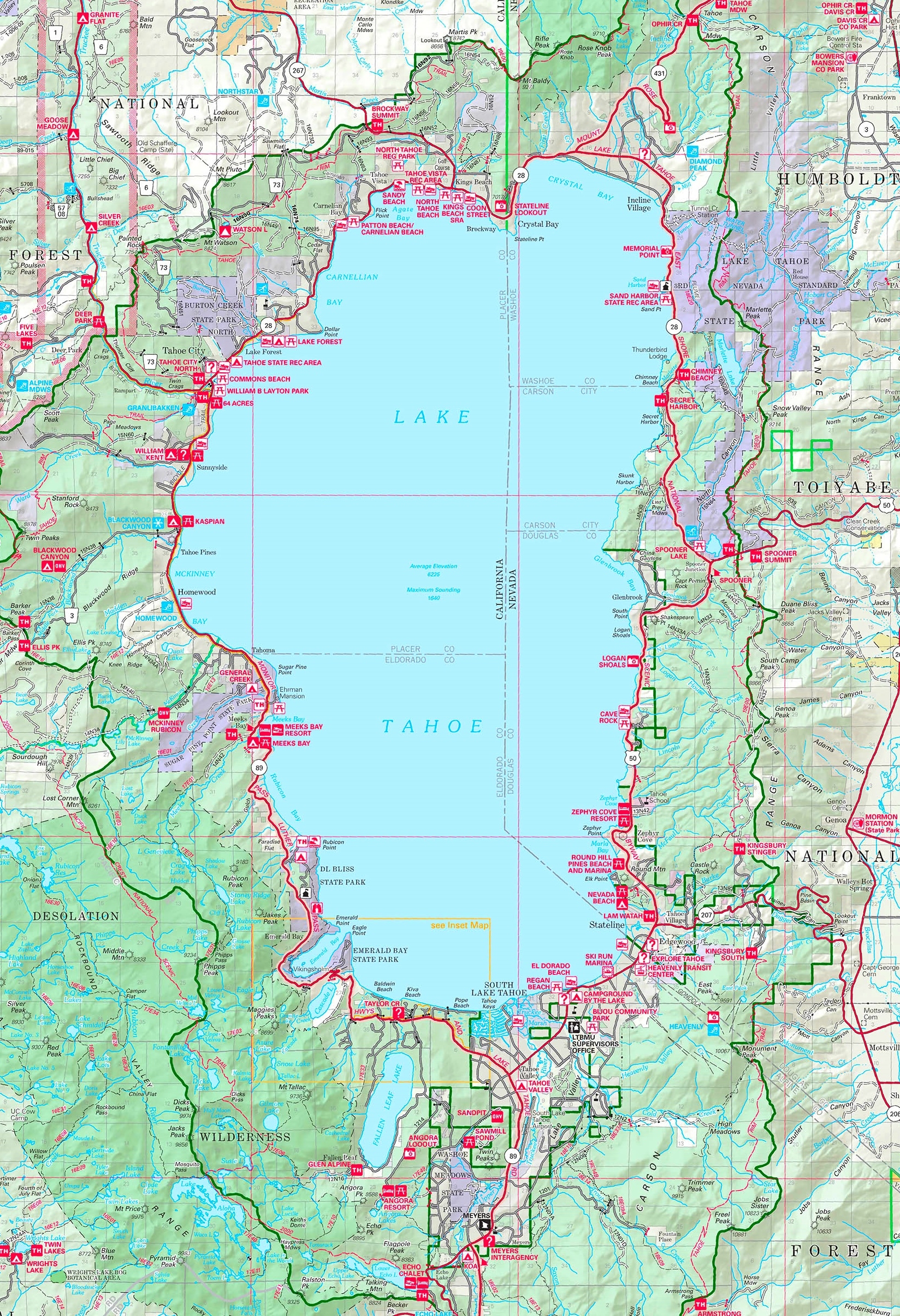 Printable Lake Tahoe Map