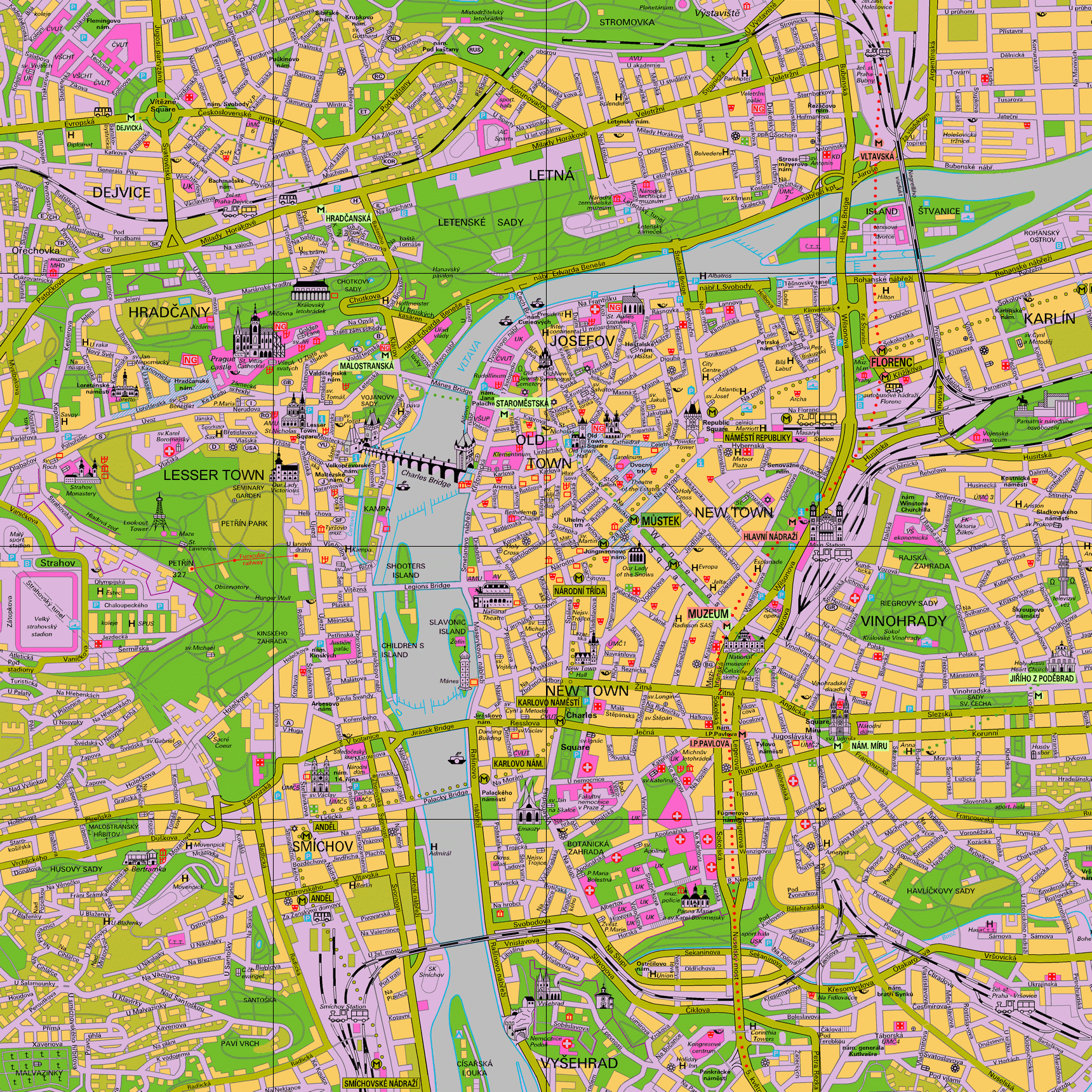 Large Map Of Old Town Square In Prague Information History Prague Experience