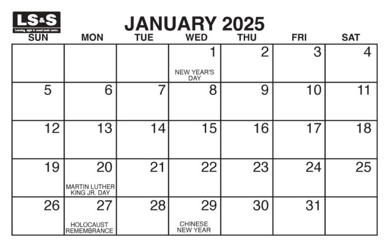 Large Print Wall Calendar The Carroll Center For The Blind
