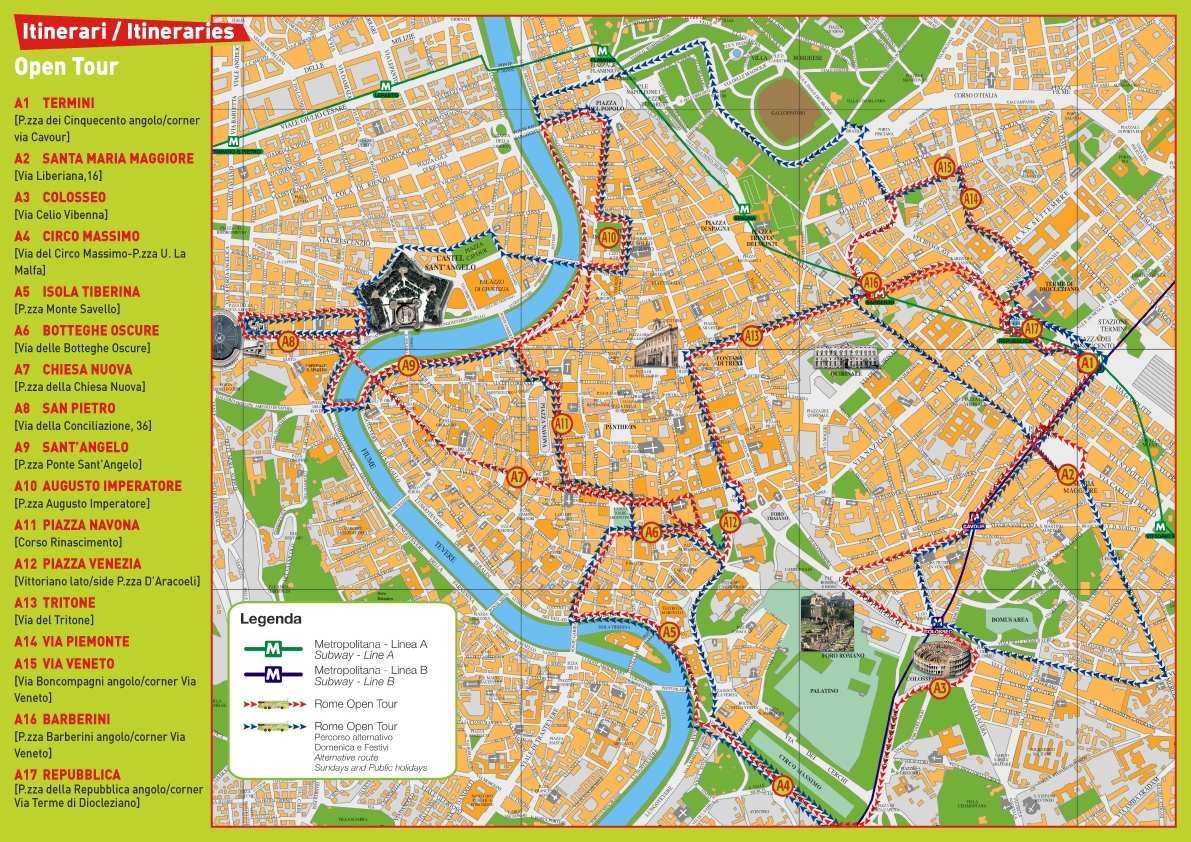 Map Rome Tourist Attractions Printable