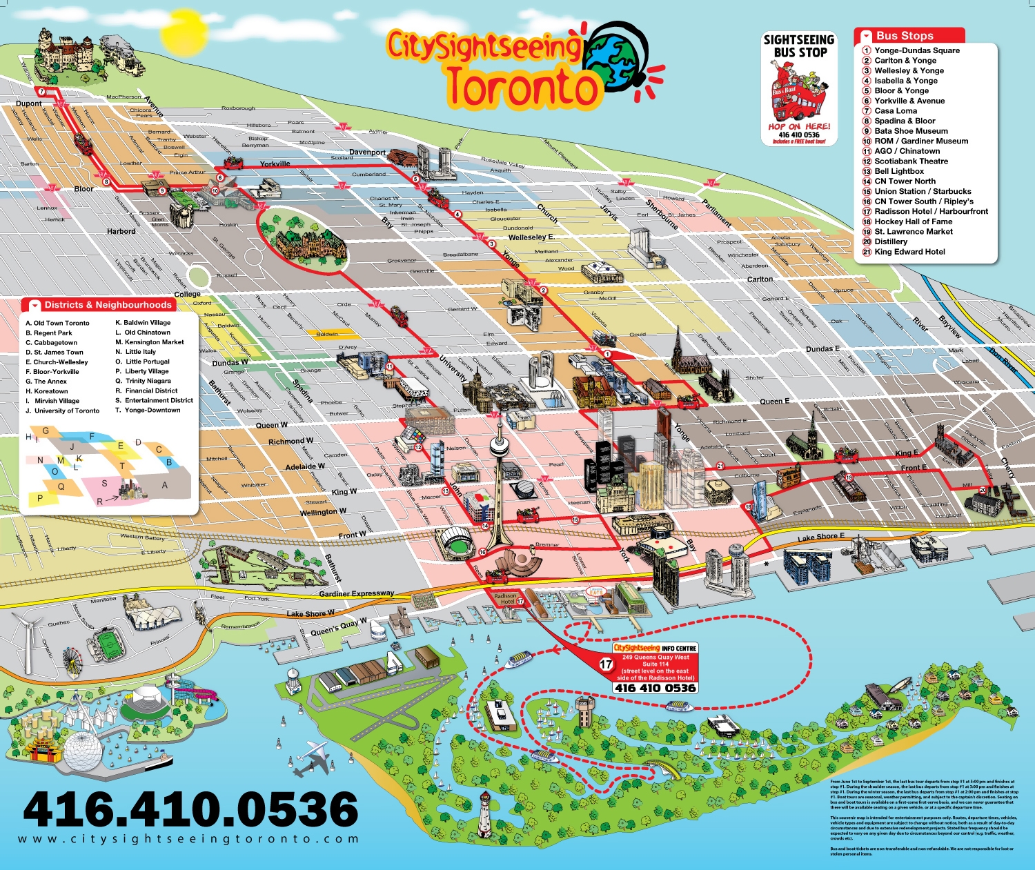 Large Tourist Panoramic Map Of Toronto City Vidiani Maps Of All Countries In One Place