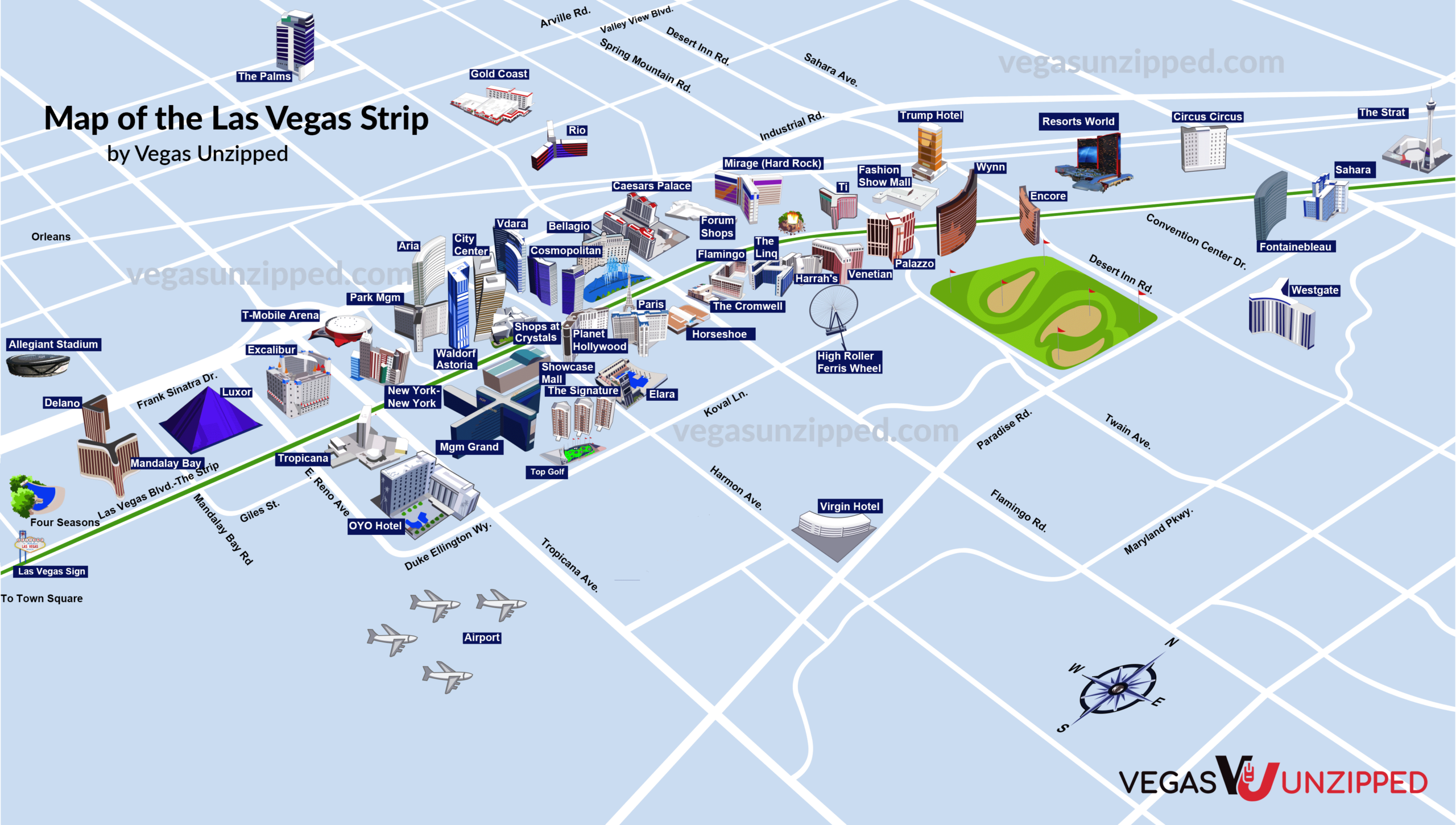 Printable Detailed Las Vegas Strip Map