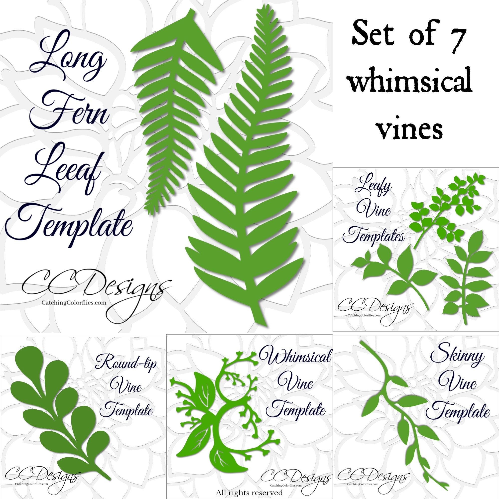 Leaf U0026 Vine Templates Printable Vine Template Leaf Vine SVG Cut Files Paper Fern Vine Large Paper Leaf Templates Paper Flowers Etsy