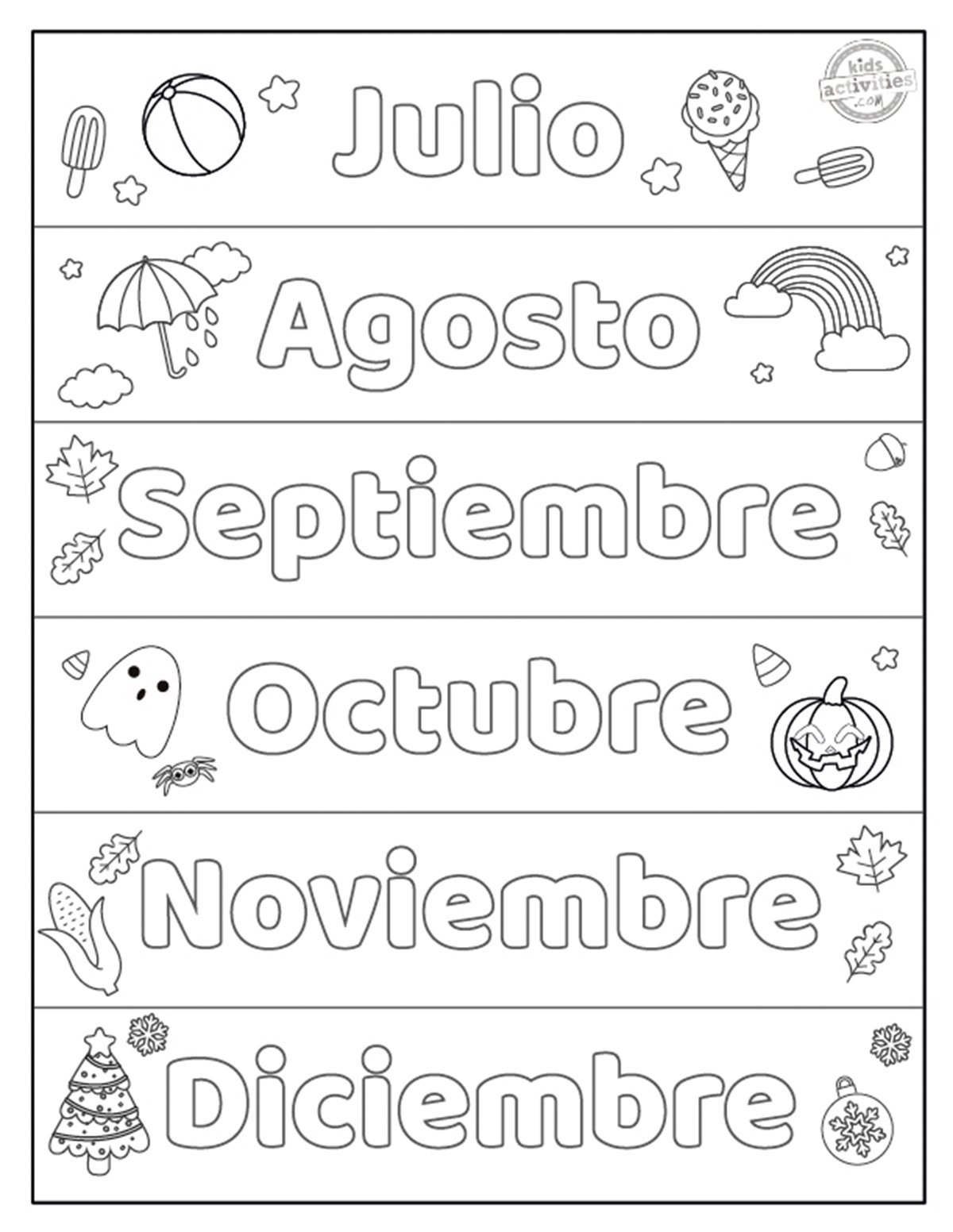 Learn The Months In Order In Spanish Free Printables Kids Activities Blog
