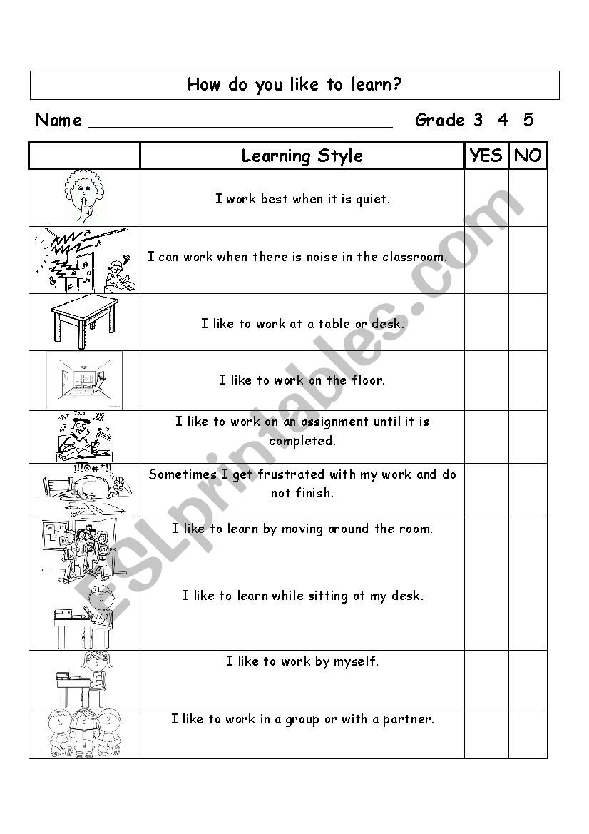 Learning Style Inventory ESL Worksheet By Mmomms Learning Style Inventory ESL Worksheet By Mmomms