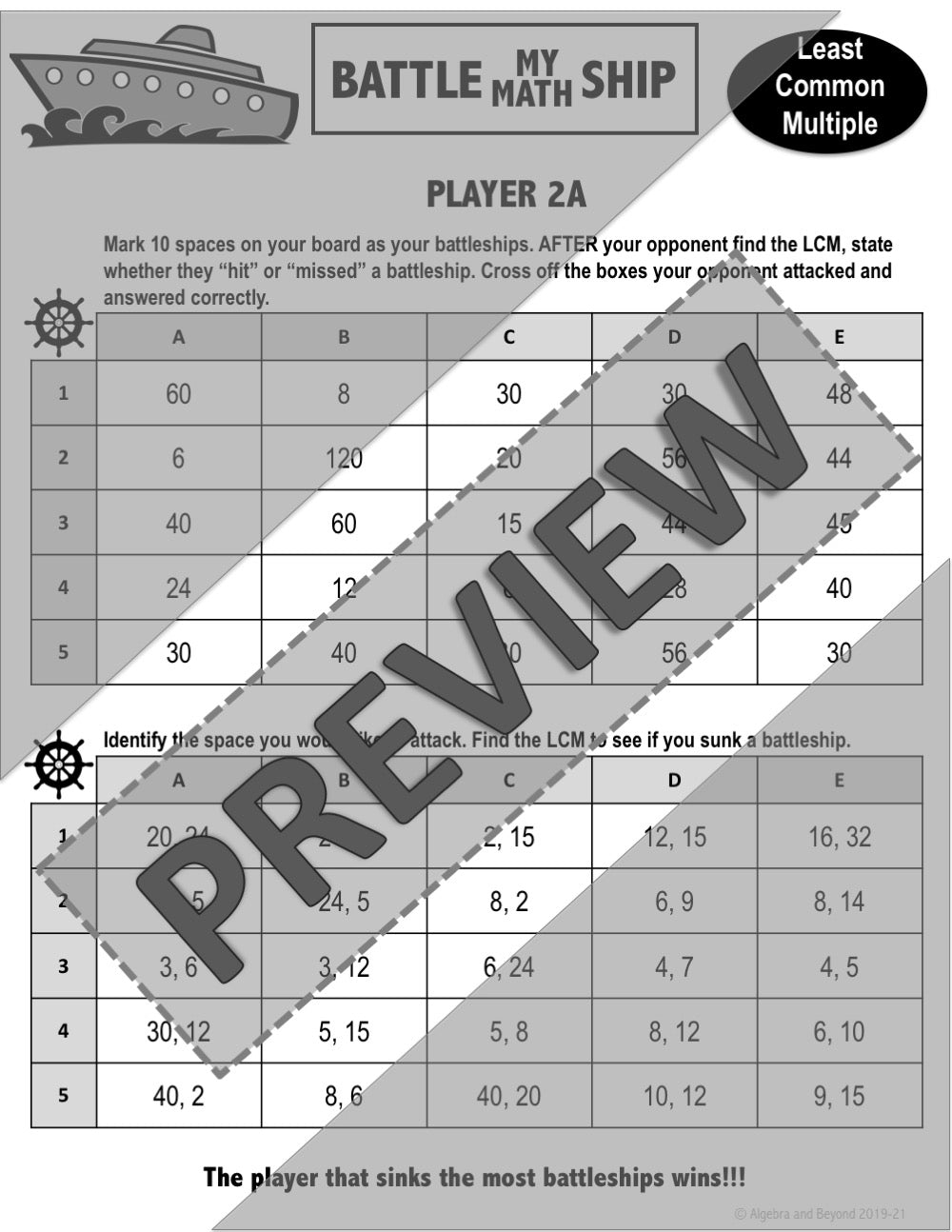 Least Common Multiple Chart Printable Least Common Multiple Chart Printable